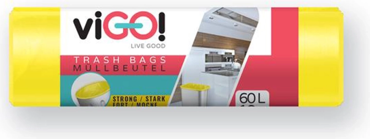Торби за отпадъци LDPE 60 л жълти 60 × 80 см (10 бр.) VIGO