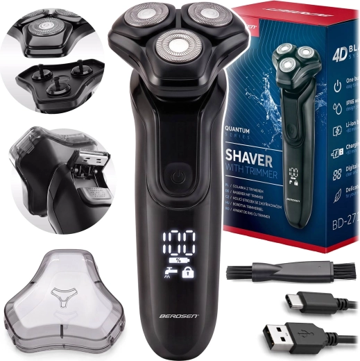 Електрическа ротационна самобръсначка Berdsen с тример IPX6 и USB‑C
