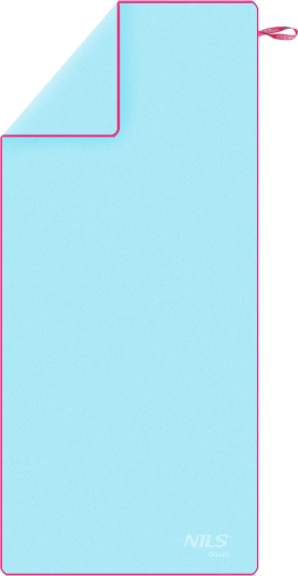 Fast-drying microfiber towel NILS aqua, light blue/pink, 200 × 90 cm