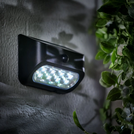 Solar wall light with motion sensor and 8 LEDs