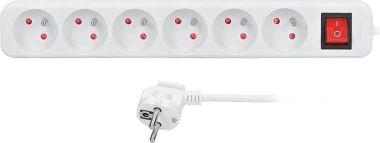 Solight extension lead 5 m with 6 sockets and switch 16 A/3680 W white - 1 piece