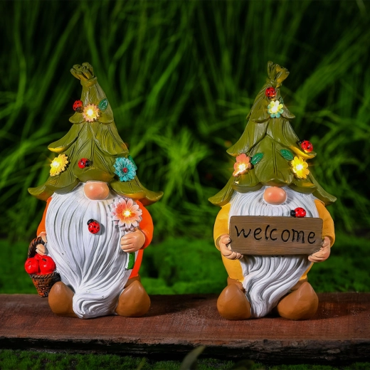 Solar LED Garden Gnome with 2 Variants - 1 Piece