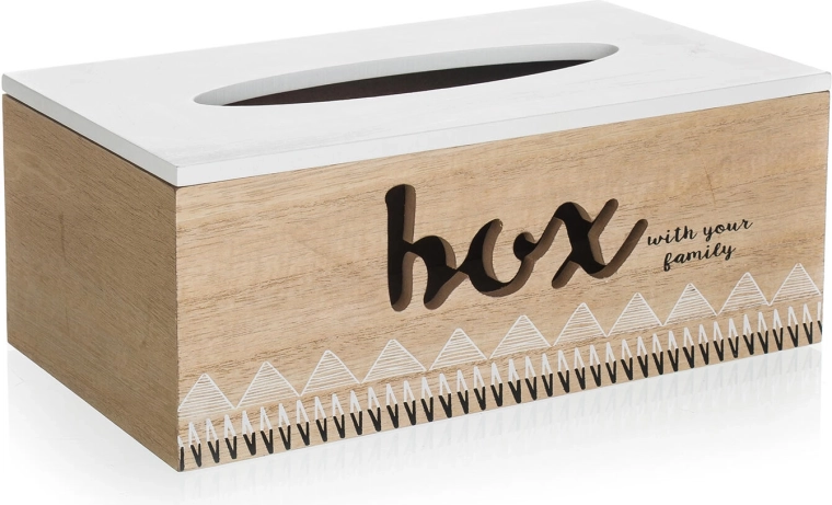 Wooden tissue box FAMILY with lid 24 × 13.5 × 9.5 cm
