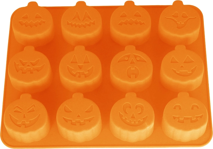 Silicone Pumpkin Baking Mold, 12 cups, orange