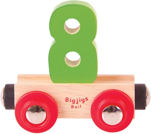 Вагонче с номер 8 за дървени влакчета BIGJIGS RAIL