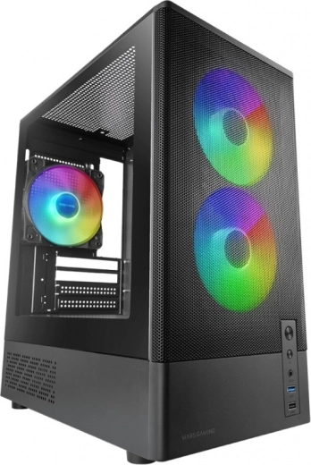 Mars Gaming MC-ONYX черна microATX кутия с 3× ARGB вентилатора