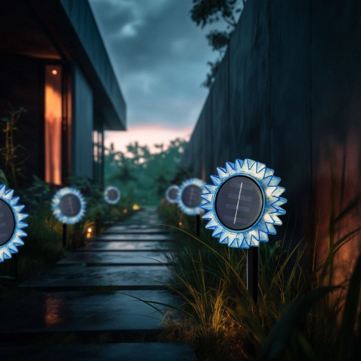 Blue Solar Sunflower Garden Light, Stake and Hanging