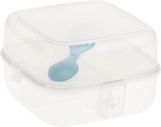 Divided snack box with cutlery, transparent 15.5 × 15 × 9.5 cm
