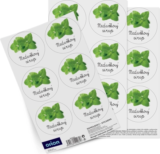 Bottle labels for Lemon Balm Syrup (18 pcs, CZ)