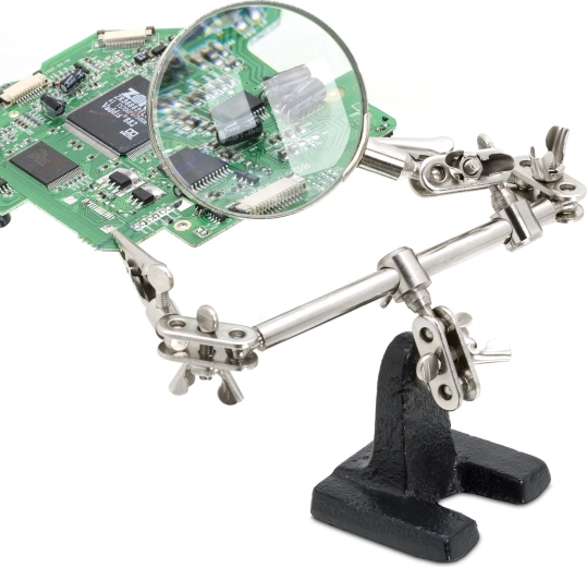 Component Holder with Magnifying Glass and Clamps