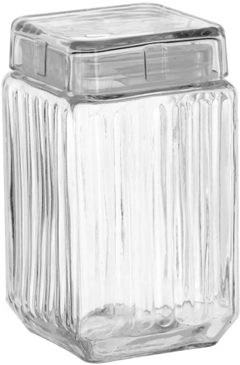 Square Glass Storage Jar 1.7 L with Glass Lid