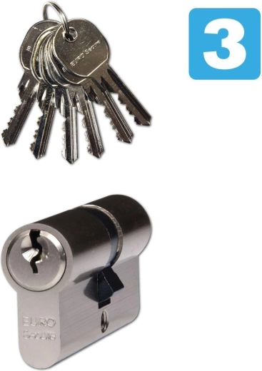 Security cylinder insert 40/50, 6 keys, nickel, class 3 RICHTER