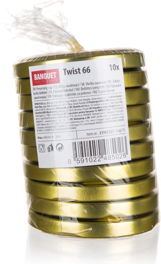 Капачки за консервиране Twist 66 мм, златни (10 бр.)