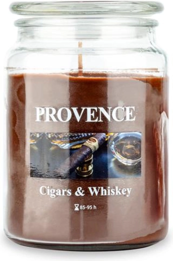 PROVENCE scented glass candle cigars & whiskey 95 hours