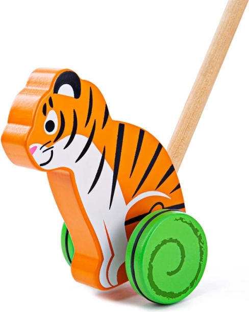 Дървена играчка за бутане тигър BIGJIGS BABY