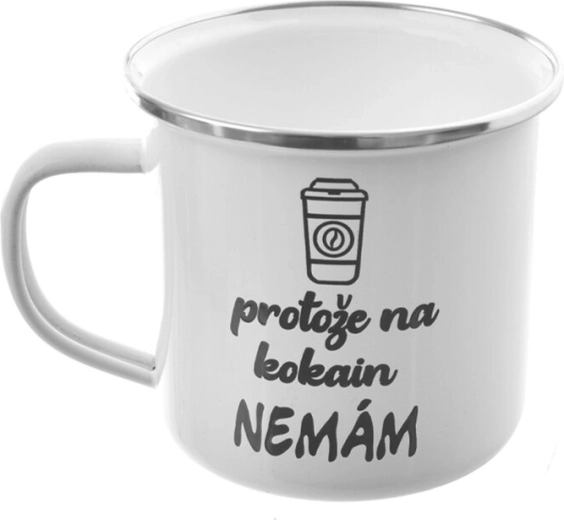 Бяло емайлирано канче „Protože…“ 500 мл