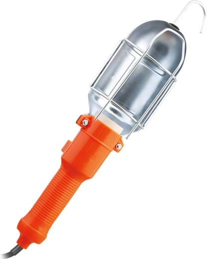 Solight work light E27 with metal guard, 5 m, orange