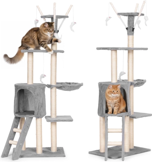 Cat Scratching Tree 134 cm, Grey, Petsi