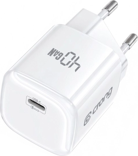 Crong NEO GaN мрежово зарядно устройство USB‑C 40 W PD 3.2 с AVS