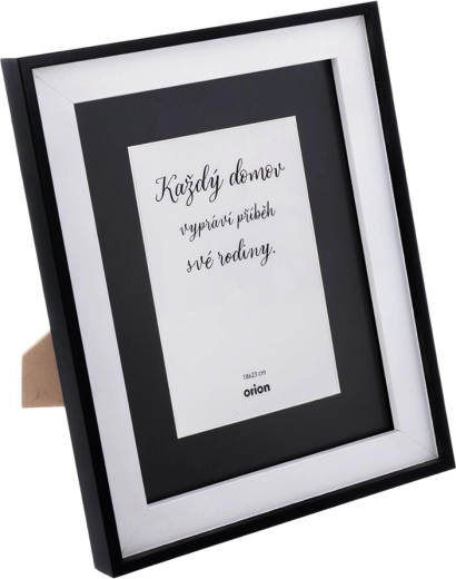 Wooden photo frame, black, 22 × 27 cm with mat for a 13 × 18 cm photo