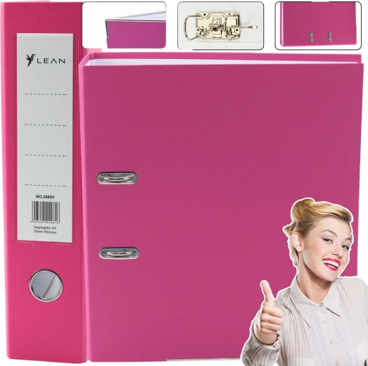 Lever arch file A4 75 mm pink LEAN