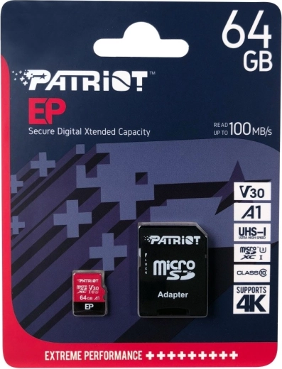 Patriot EP A1 microSDXC карта 64 GB V30