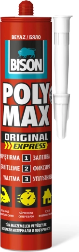 Bison Poly Max Express бяло универсално лепило и уплътнител 425 г