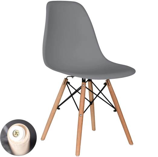 Grey modern chair with wooden legs