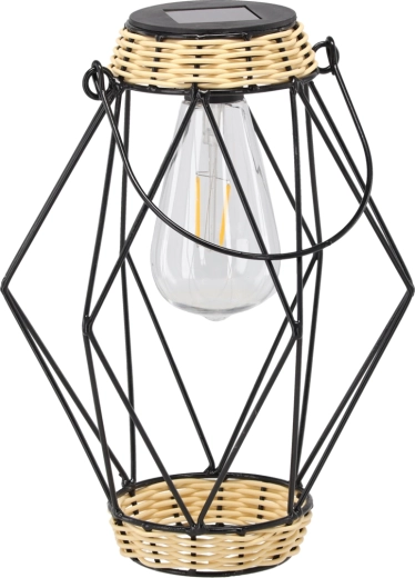 Solar metal lantern black 22 cm with LED