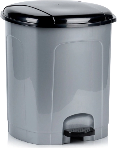 Plastic pedal waste bin 21 L, grey