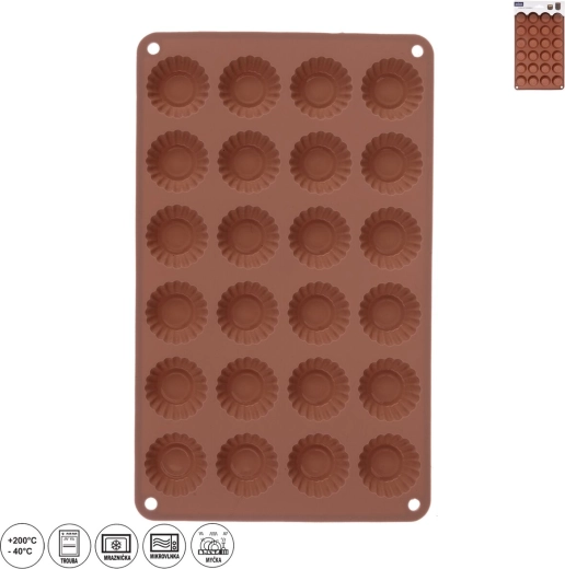 Brown silicone mold for mini tartlets, 24 pcs