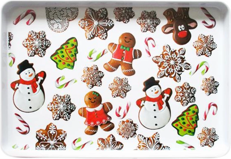 Christmas Serving Tray with Gingerbread Motif