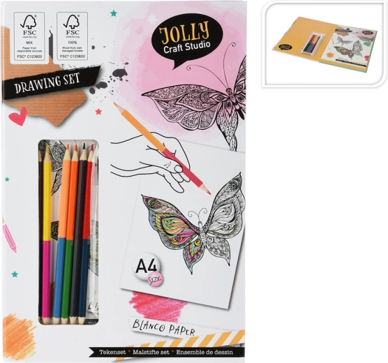 A4 Coloring Book Set with Double-Ended Colored Pencils