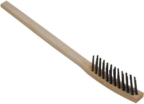 Radiator brush with 3 rows of brass wire, wooden handle