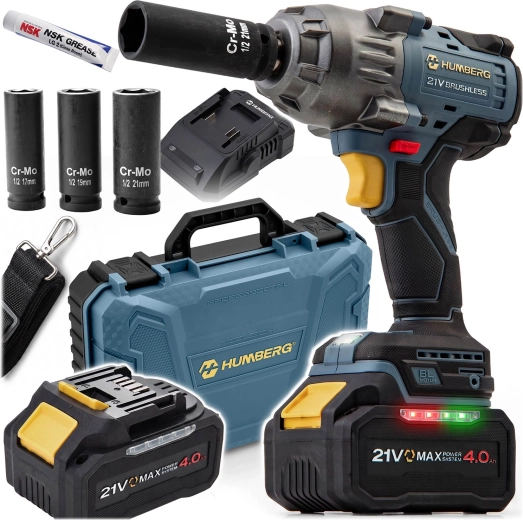 Humberg 21 V 850 Nm Cordless Brushless Impact Wrench with Case