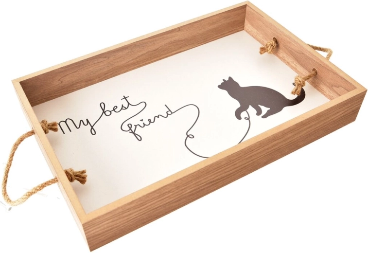Дървен поднос за сервиране Lovely Cat 38 × 25 см
