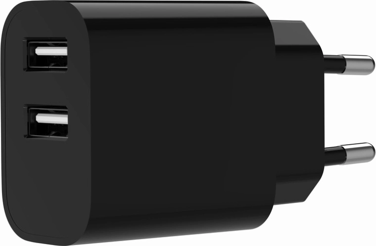 Universal Dual-Port USB Charger 2.4 A, Black