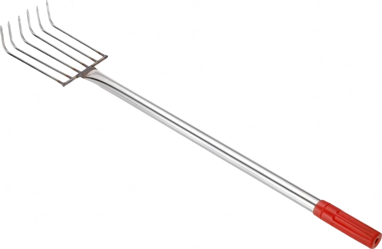 Metal Garden Hand Rake for Soil Loosening, 6 Tines, 56 cm
