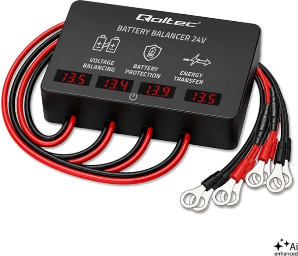 48 V voltage balancer for 4× 12 V batteries, 10 A, with LED display