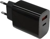 Мрежово зарядно устройство 20 W с USB‑C и USB‑A с Power Delivery, черно
