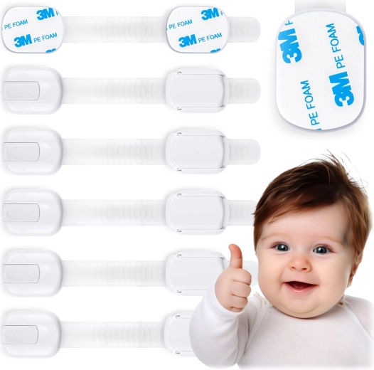 Детски предпазни заключалки за шкафове RICOKIDS, 6 бр., бели