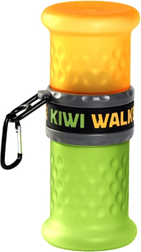 Пътна бутилка за вода и храна 2в1 KIWI WALKER, пластмаса, жълто‑зелена