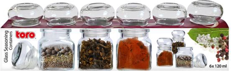 TORO Glass Spice Jars 120 ml, Set of 6