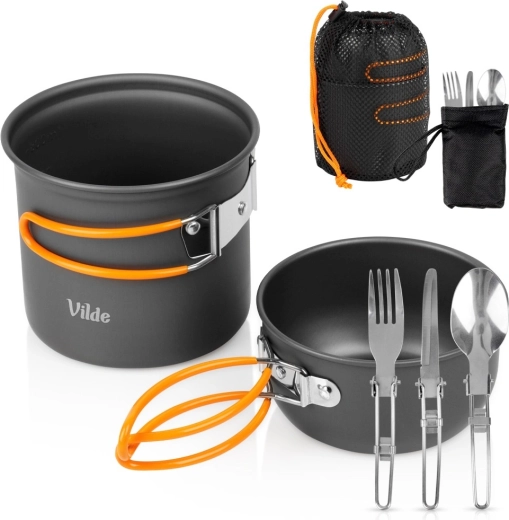 Vilde hiking/camping cookware set with cutlery 800/450 ml (6-piece set)