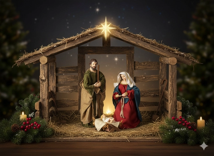 Set of 3 Christmas figurines of the Holy Family up to 68 cm