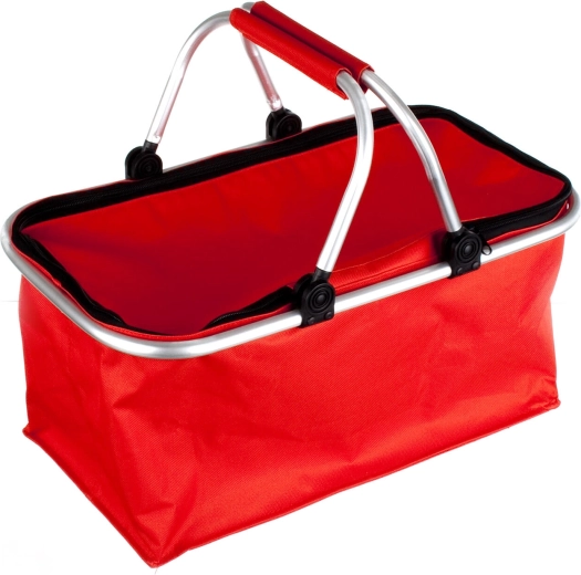 Foldable zip shopping basket, red, 48 × 24 × 28 cm