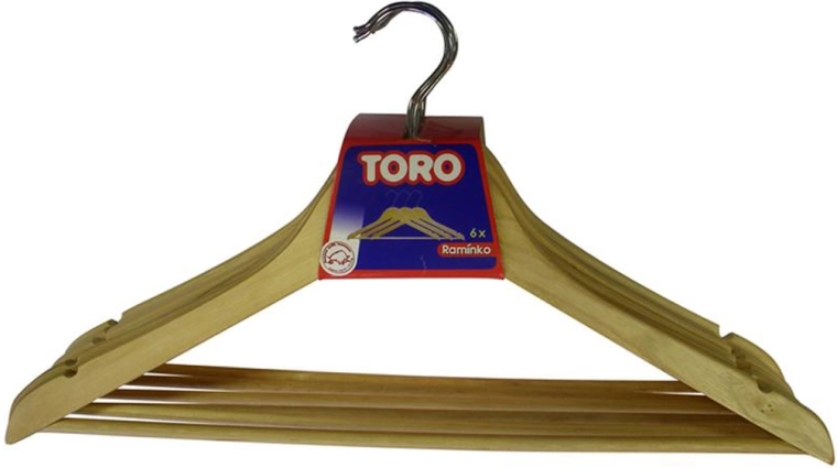Дървени закачалки за дрехи TORO, комплект 6 бр.