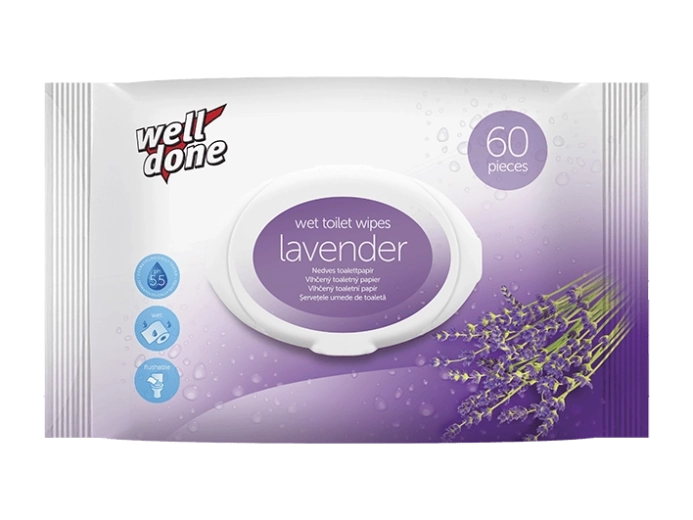 Влажна тоалетна хартия Well Done Lavender, 60 бр.