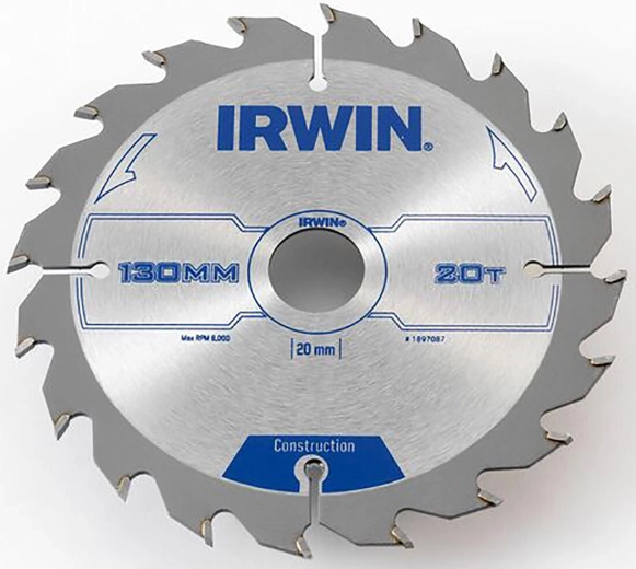 Диск за циркуляр IRWIN 130 mm, 20/16 mm, 20 зъба, тънък срез