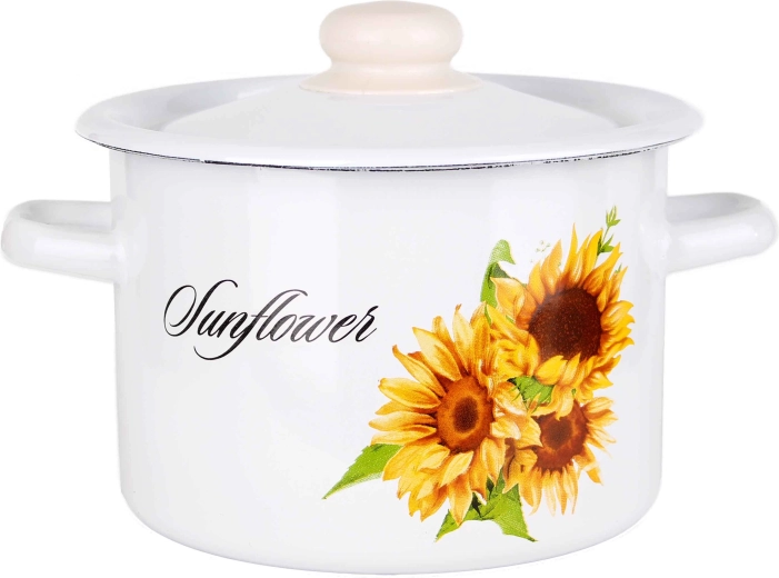 Enamel pot with lid TORO 3 l sunflower